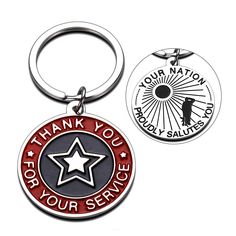 a keychain with the words thank you for your service and a star on it