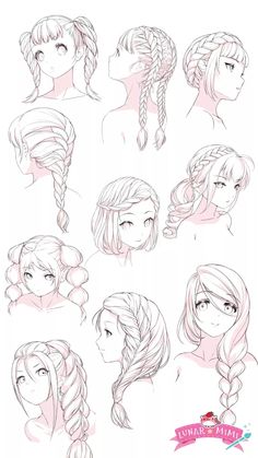 various hairs styles for girls with long hair and braids on the sides, all in different