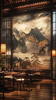 Virtual Window, Japandi Style Bedroom, Chinese Tea Room, Chinese Interior Design, Chinese Style Interior, Eclectic Restaurant, Chinese Wall, Artwork Lighting, Chinese Interior