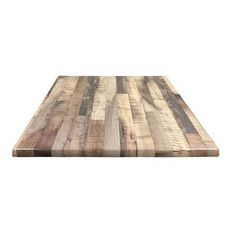 a large wooden cutting board sitting on top of a white surface with no one around it