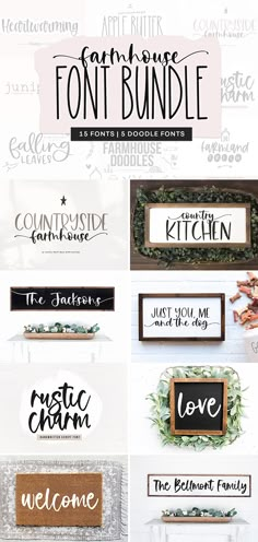 the font bundle includes different types of lettering