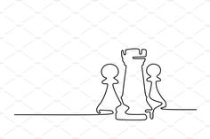 a black and white drawing of two chess pieces