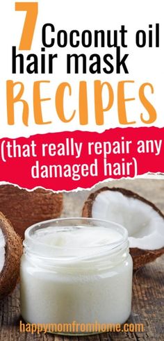 Homemade Hair Mask Recipes, Yogurt For Hair, Coconut Oil For Hair, Yogurt Hair Mask, Coconut Oil Mask, Diy Coconut Oil