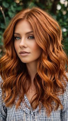 Embrace Your Look with Loose Waves with Copper Highlights 39 Copper Hair Color Ideas 🍂 Rust Colored Hair, Copper Hair Curly, Copper Hair With Fashion Colors, Bright Red And Copper Hair, Copper Hair Side Bangs, Rich Copper Hair Color, Copper Hair Dimensional, Red Hair With Highlights And Lowlights, Light Brown Copper Hair