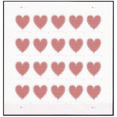 an image of hearts made out of small red dots on a white background with black border