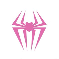 a pink spider logo on a white background