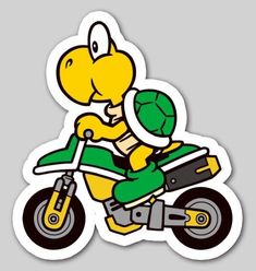 an image of a cartoon character riding a motorcycle with helmet and goggles on it