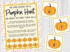 a printable pumpkin hunt for kids with numbers and pictures to match the number one