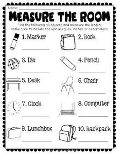 a black and white poster with instructions on how to measure the room for each student