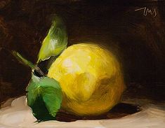 a painting of an apple on a table