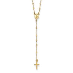 Introducing our stunning 14k yellow gold rosary chain necklace, perfect for her or for baby children. This versatile piece is a must-have addition to any jewelry collection. Handcrafted with care and attention to detail, this necklace is sure to make a statement. Whether you're shopping for yourself or looking for the perfect gift, this necklace is a timeless choice. Shop now and add a touch of elegance to your look. Catholic Cross Necklace, Gold Rosary Necklace, Rosary Chain Necklace, Necklaces Length, Catholic Cross, Gold Rosary, Rosary Necklace, Gold Polish, Fine Jewelry Gift