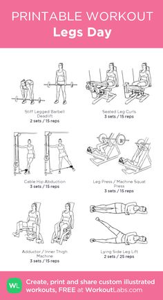 the printable workout poster shows how to do an exercise with your legs and arms