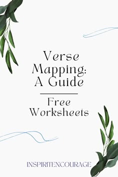 a book cover with the words verse maping a guide free worksheets on it