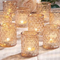 PRICES MAY VARY. 🌷GOLD VOTIVE CANDLE HOLDERS--Wedding decor: NITIME gold votive candle holders can perfectly decorate the wedding table. Putting candle holders with rhombus pattern on the wedding table will make your wedding look more gorgeous. The light refracted by the champagne golden candle holders can bring warm and romantic atmosphere to the wedding. 🌷TEALIGHT CANDLE HOLDERS--Size: The gold votive candle holders is about 2.1"D *2.6"H. The capacity of the candle holders is 3 oz, suitable Blue Votive Candle Holders, Gold Votive Candle Holders, Gold Votive Candles, Wedding Party Table Decorations, Clear Glass Candle Holders, Glass Tealight Candle Holders, Tea Light Candle Holders, Glass Votive Candle Holders, Gold Candle Holders