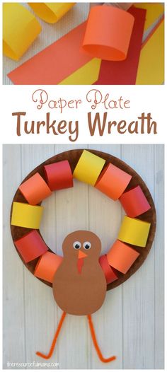 this paper plate turkey wreath is so cute and easy to make