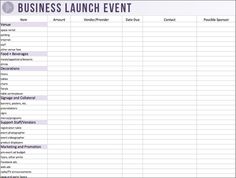 a business launch event sign up sheet