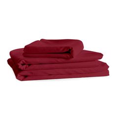 the red sheets are folded on top of each other