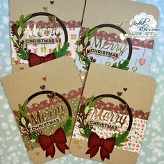 four christmas cards with bows on them