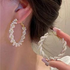 Pearl Hoop Circle Earrings Elegant Wedding Jewelry, Earrings Aesthetic, Alloy Earrings, Party Earrings, Pearl Hoop Earrings, Girls Jewelry, Circle Earrings, Jewelry Earrings Hoops, Round Earrings