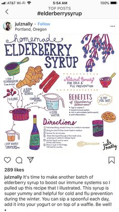 an image of the elderberry syrup recipe on twitter, with instructions to make it