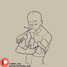 a drawing of a man holding a baby in his arms, with the caption's name below it