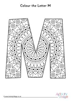 the letter m coloring page for adults