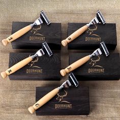 four different types of wood shaving tools on display