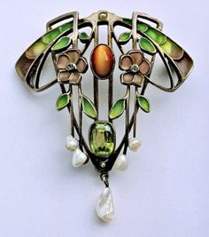 Jugendstil Brooch Arts And Crafts Movement, Art Deco Jewelry, Enamel Jewelry, Silver Enamel