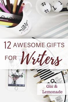 some pens and pencils on a desk with the words 12 awesome gifts for writer