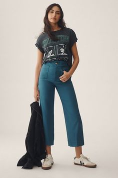 The Colette Cropped Wide-Leg Pants by Maeve Colette Pants Outfits, Crop Pants Outfit, Cropped Wide Leg Pants Outfit, Anthropologie Outfits, Western Gothic, Cropped Wide Leg Pants, Outfit Design, Petite Pants, Style Mistakes