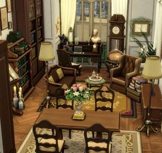 | Completely finished and ready for download! I spend so much time on this luxurious build, so I feel like it's one of the best thing I've… | Instagram Academia Apartment, Sims 4 Vintage Glamour, Dark Academia Apartment, Tiny Coffee Shop, 4 Family, Sims 4 Family, Casas The Sims 4