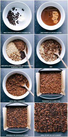 the steps to making chocolate granola bars