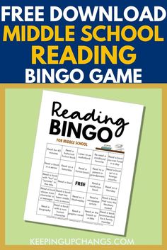 the free middle school reading bingo game