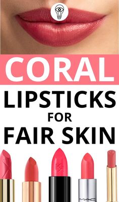 Discover the best coral lipsticks for fair skin with warm undertones, cool undertones, olive skin and even drugstore coral lipstick shades for medium skin for summer in this complete guide! You'll find here some of the best MAC coral lipstick shades, coral red lipsticks, drugstore coral pink lipsticks, and overall the best matte and creamy lipsticks for dry lips during the summer! best lipstick for fair skin | coral lipstick swatches | best mac lipstick shades for fair skin | best peach lipstick Best Lipstick Color For Fair Skin Blonde Hair, Light Spring Lipstick Colors, Coral Lipstick Makeup Looks, Bright Spring Lipstick Colors, Warm Spring Lipstick Colors, Pink Lipstick For Fair Skin, Lipstick Fair Skin, Peach Lipstick Makeup, Bright Spring Lipstick