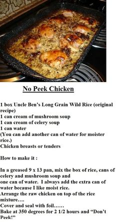 the recipe for chicken casserole is shown in an image above it's description