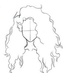 a drawing of a woman's head with long hair