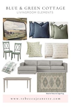 the blue and green cottage living room elements are featured in this post - it - up