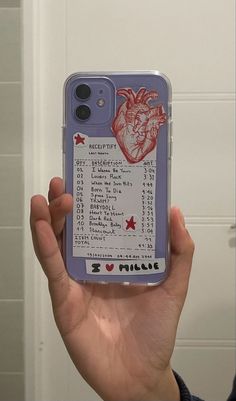 a person holding up a phone case with an image of a human heart on it