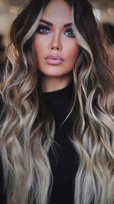 Contrasting Hair Color Brunettes, Light Brown Hair Color Ideas Long Hair, Ombre Hair Color 2023, Bleached Hair To Brown, Best Hair Trends For 2023, Caramel And Platinum Balayage, Blonde W Brown Lowlights, Medium Length Hair Styles With Money Piece, Black Root Melt Blonde Hair