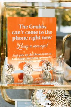 there is a sign that says the grubbs can't come to the phone right now leave a message