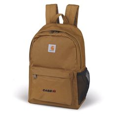 The Carhartt & Case IH Canvas Backpack blends classic design with functional details. Made from Carhartt brown canvas, this backpack is crafted from heavy-duty polyester with a water-repellent finish to handle the elements. It features a spacious main compartment with a 15-inch laptop sleeve (laptop not included), an elastic pocket, a front zippered pocket for quick access to essentials, and two mesh side pockets. Padded shoulder straps provide comfortable carrying. Measuring 17.5" x 12" x 6", t Gym Backpack, Adventure Backpack, Luggage Backpack, Case Ih, School Fits, Canvas Backpack, Brown Canvas, Laptop Pocket, Nylon Bag