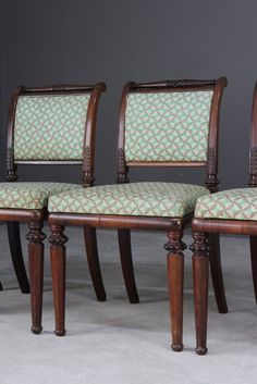 Antique Early 19th Century Rosewood Dining Chairs - Kernow Furniture Rosewood Dining Chairs, Antique Stoneware, Acanthus Leaf, Beaded Top, Furniture Dining Chairs, Drop In, Seat Pads, Wooden Tables