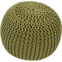 a large green knitted poufce on a white background with clippings