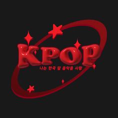 the logo for kpop, which is written in red and stars on a black background