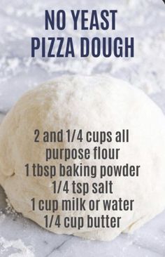 no yeast pizza dough recipe with instructions for making it in the oven or on the stove