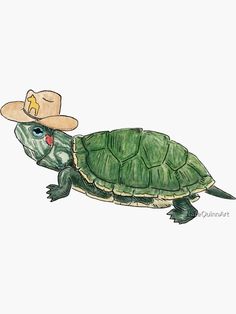 a drawing of a turtle wearing a cowboy hat