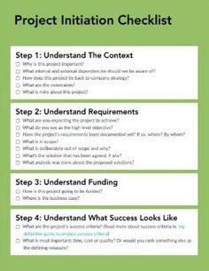 the project information checklist is shown in green and white, with instructions on how to use it