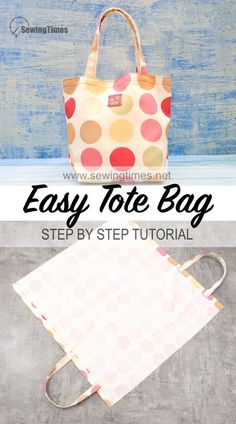 an easy tote bag is shown with the instructions for how to make it