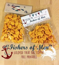 two bags of fishers of mea goldfish treat topper free printable