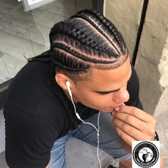 No photo description available. Men’s Long Braids, Dominican Braids For Men, Latin Braids Men, Men French Braid Black, Cool Men’s Braids, Braid Styles For Men, Boy Braids Hairstyles, Dread Braids, Cornrow Hairstyles For Men